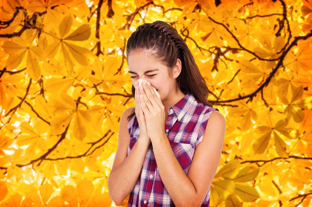 young girl suffering from fall allergies